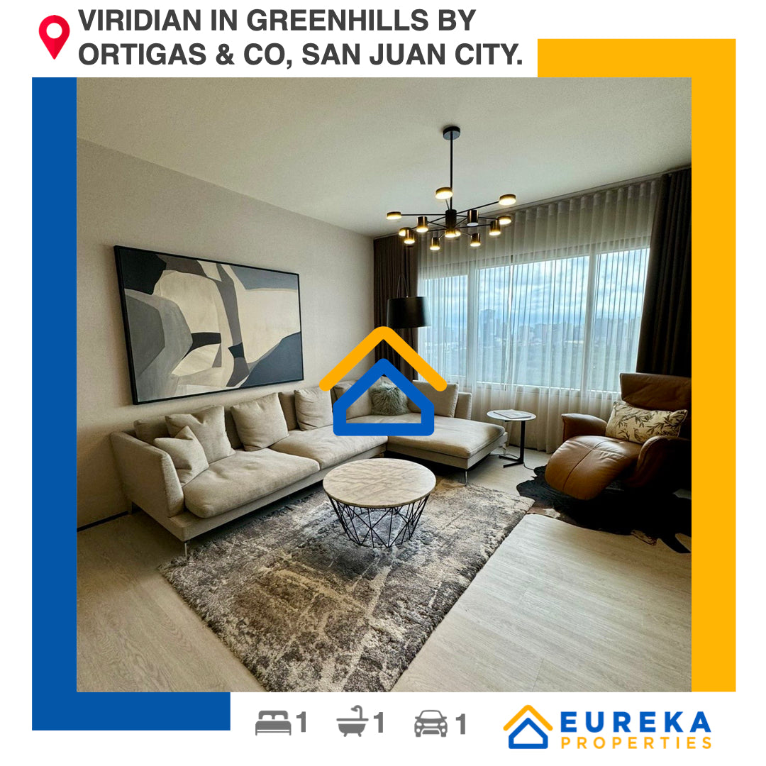 Fully furnished and designed 85 sqm 1BR with parking and view of wack-wack golf course in Viridian Greenhills.