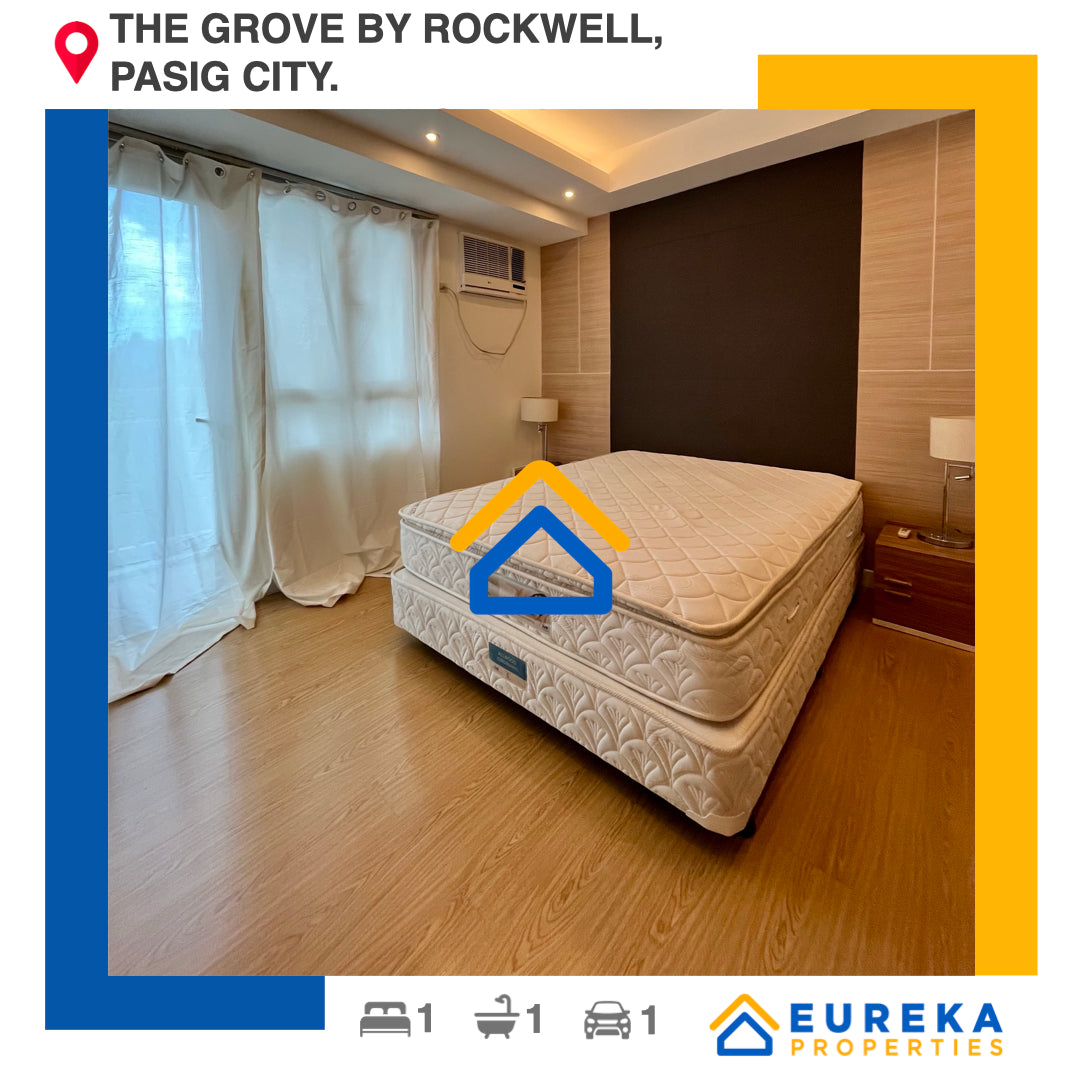 Fully furnished 34 sqm unit with parking at the Grove by Rockwell, Pasig City.