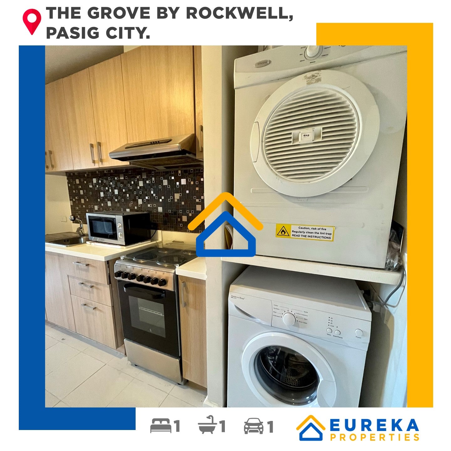 Furnished 43 sqm 1BR with parking at the Grove by Rockwell, Pasig City.