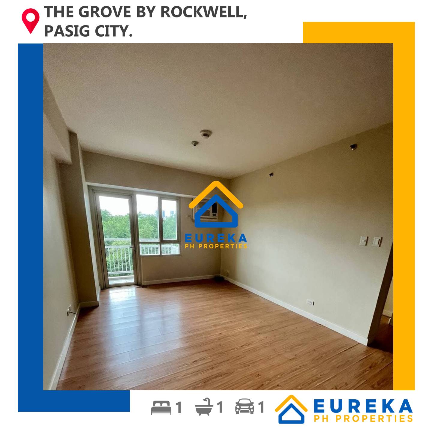 Fresh 1BR 65 sqm unit w/ parking slot at Grove by Rockwell Pasig