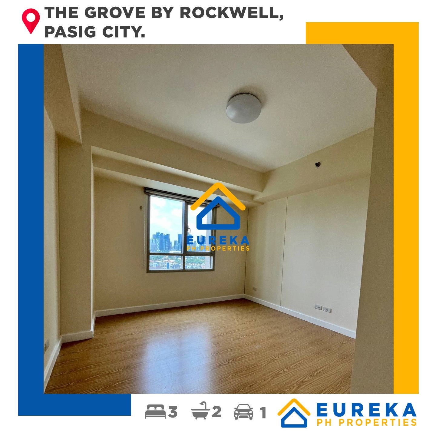97 sqm 2BR w/ maids room and 1 parking at Grove by Rockwell, Pasig City.
