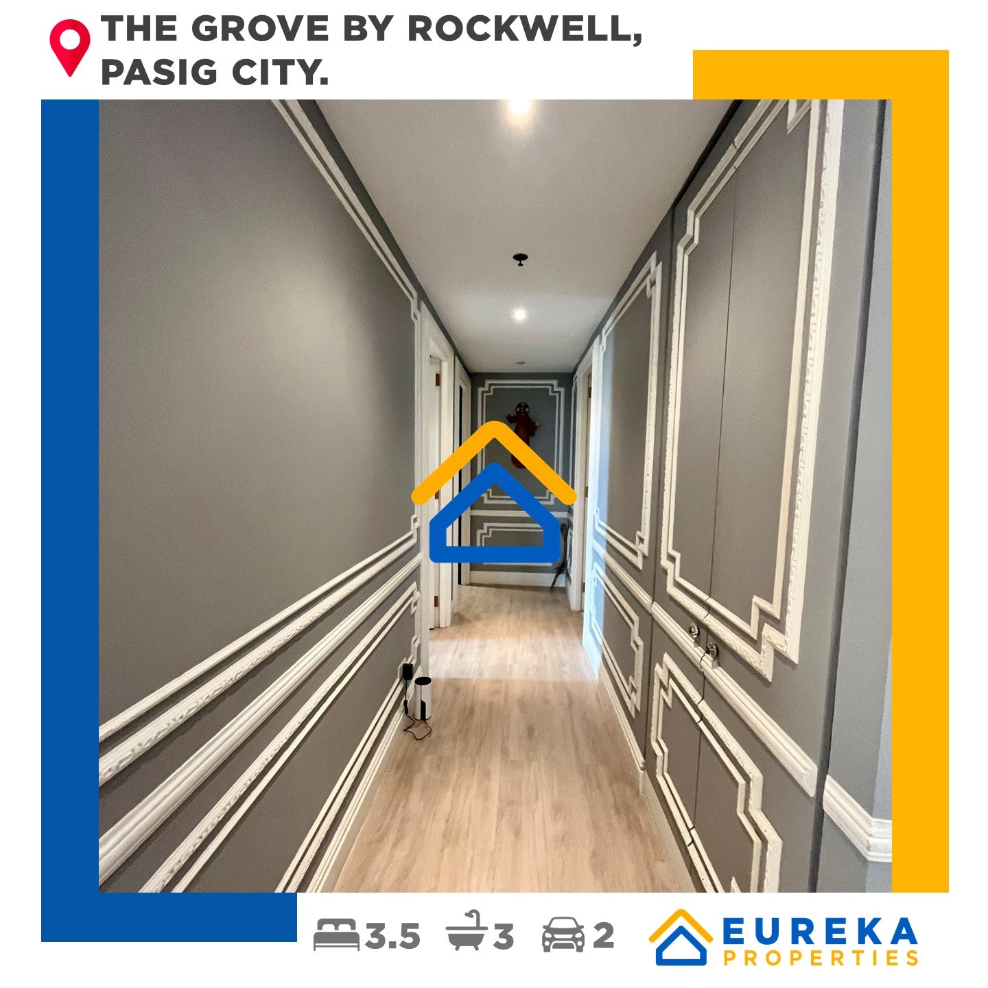 Fully furnished 111 sqm 3BR corner unit w/  2 parking at The Grove by Rockwell.