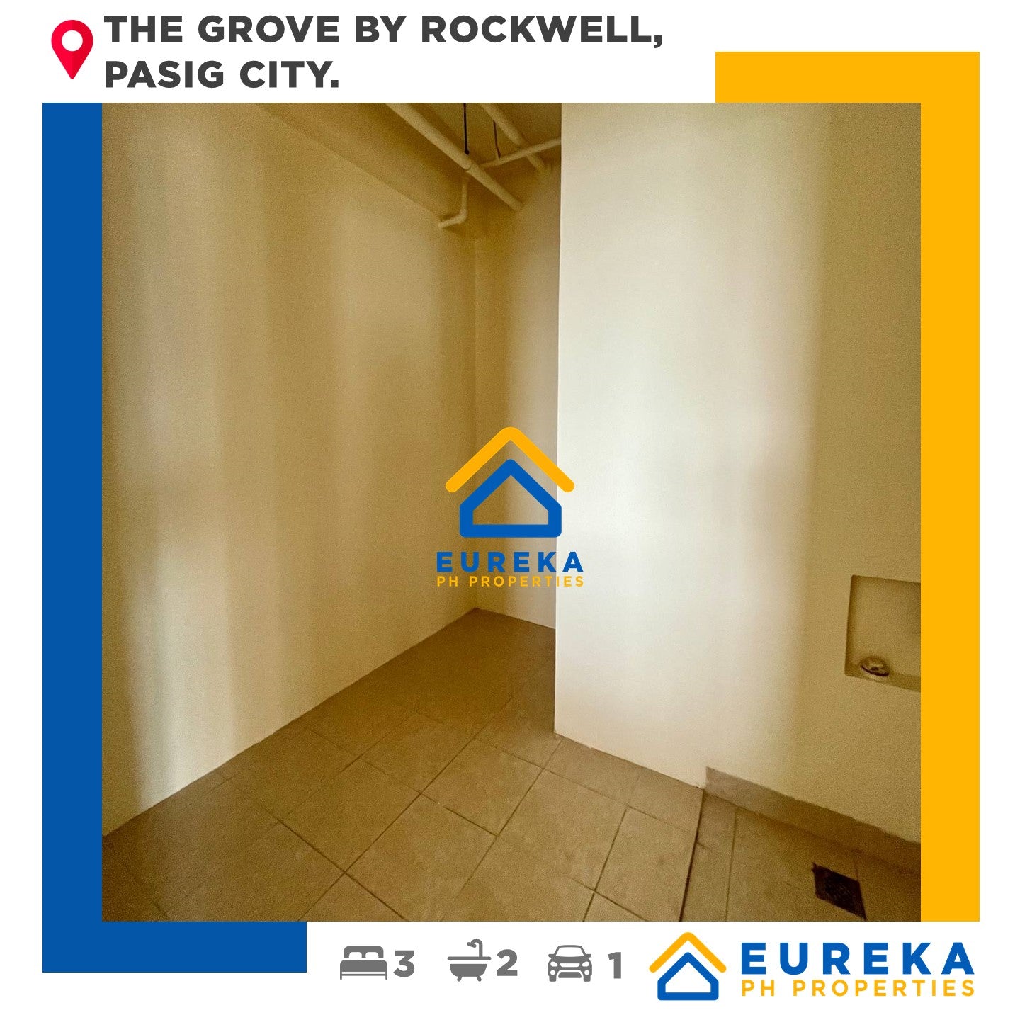 97 sqm 2BR w/ maids room and 1 parking at Grove by Rockwell, Pasig City.