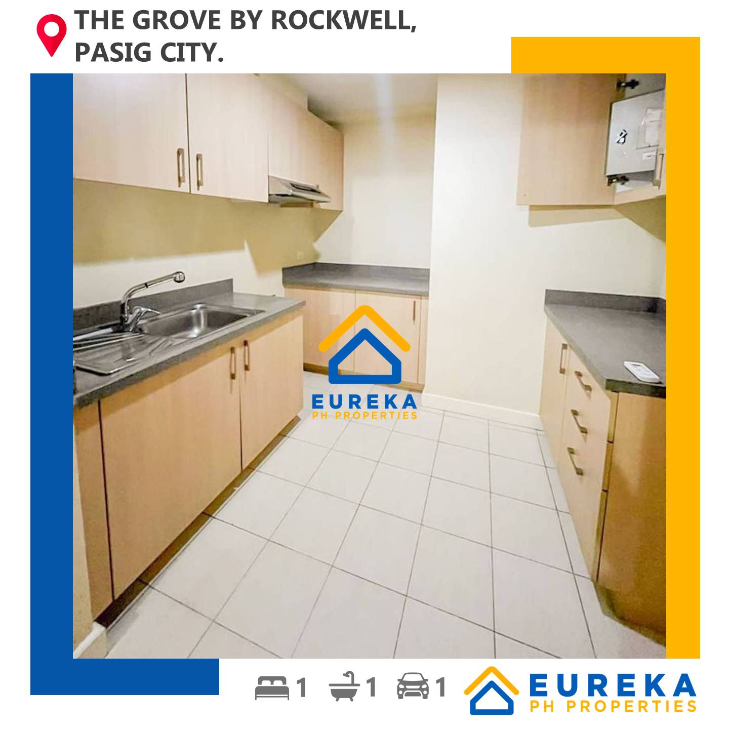 Fresh 1BR 65 sqm unit w/ parking slot at Grove by Rockwell Pasig