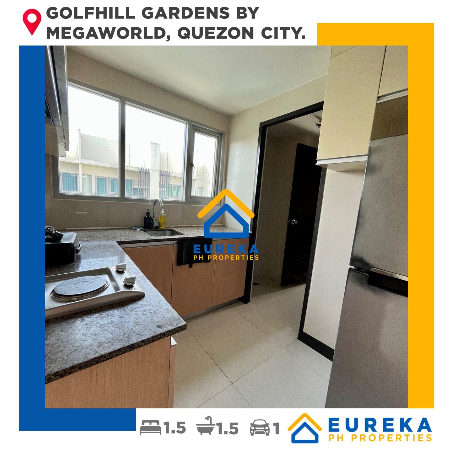 50 sqm 1BR w/ maids room at Golfhill Gardens Q.C. (near Celebrity Place and Ayala Heights Q.C.)