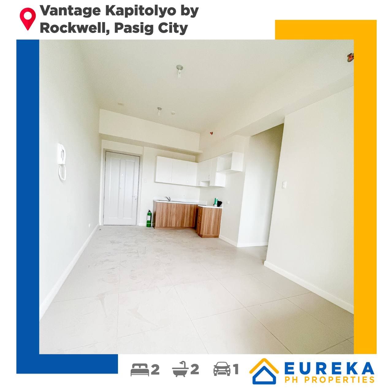 Brand New 2BR 60 sqm unit w/parking at Vantage Kapitolyo by Rockwell, Pasig City.