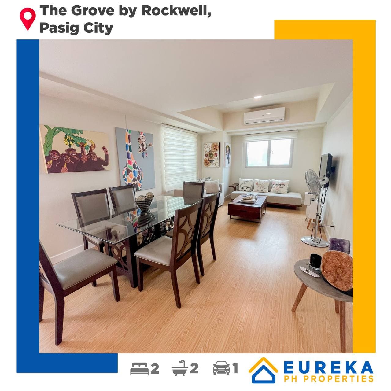 Fully furnished 2BR  106sqm w/ 2 parking  slots at the Grove by Rockwell, Pasig City.